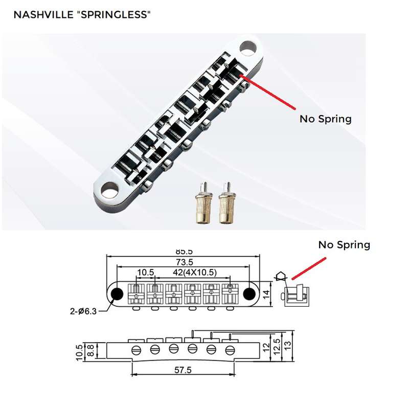 Nashville Style Tune-O-Matic Bridge and Tail piece (Springless)