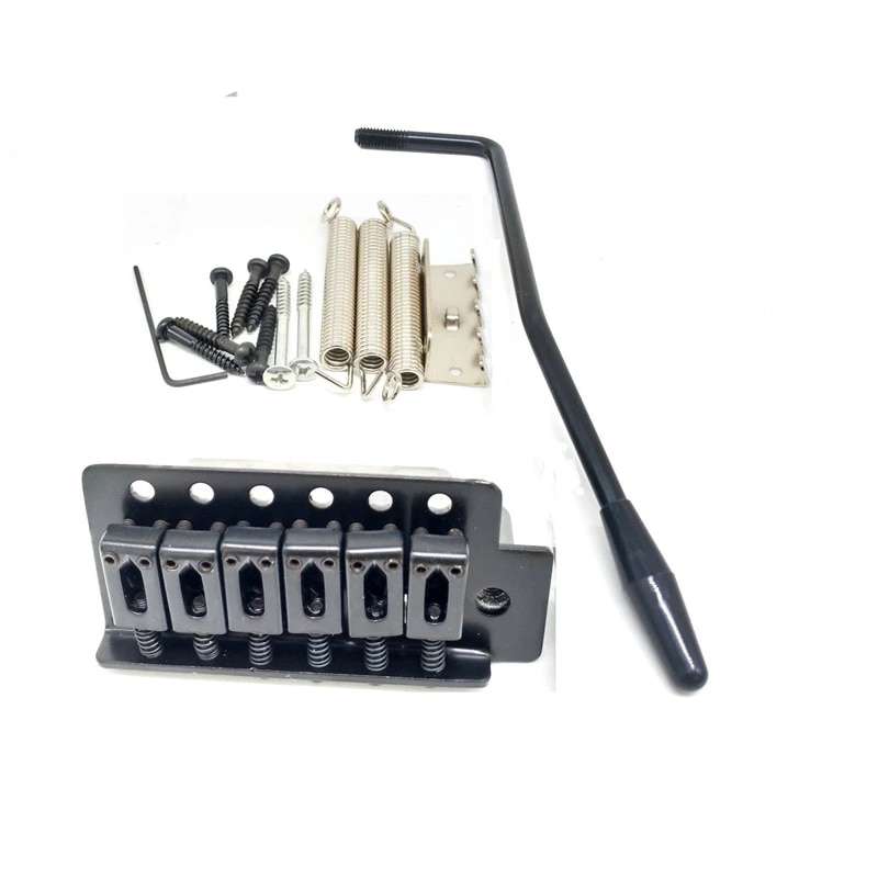 Black Modern Strat 6 point Tremolo Bridge Complete - 52.5mm spacing Full size block