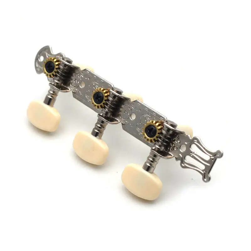 Chrome with Rectangle Plastic Buttons Classical Guitar Machine Head Tuners Set of 6