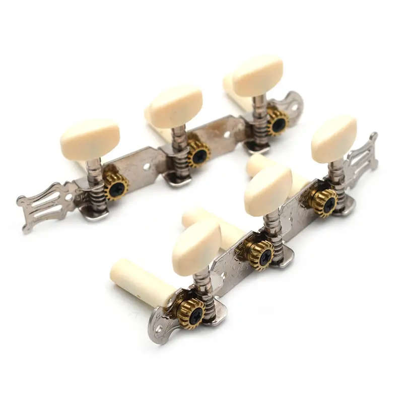 Chrome with Rectangle Plastic Buttons Classical Guitar Machine Head Tuners Set of 6