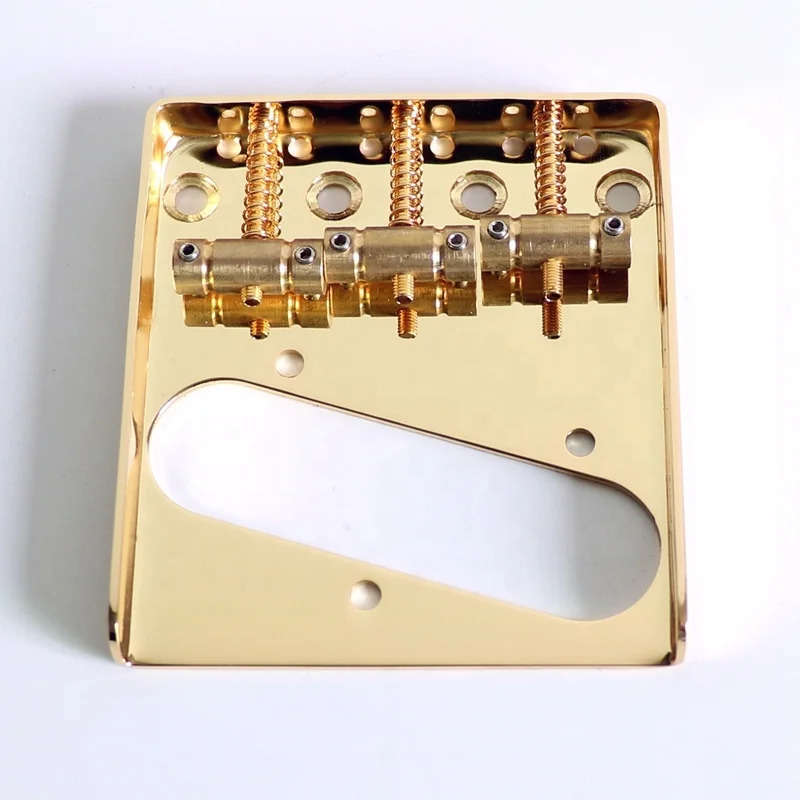 Gold Vintage Ashtray Style Telecaster Guitar Bridge with 3 Brass Saddles