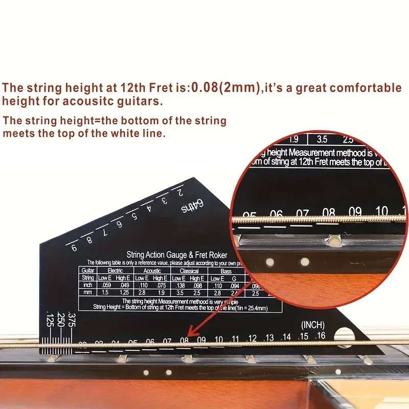 Fret Rocker and Ruler Combo Black with White Writing