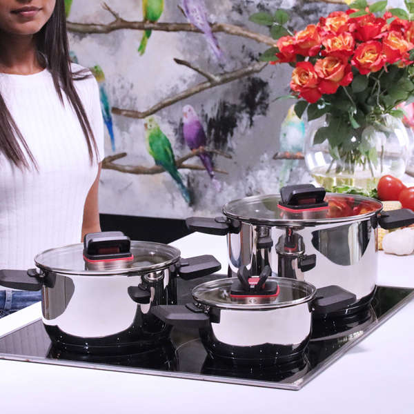 Bauer Compact 6pc Steel Set | Space-Saving Stainless Steel Pot Set