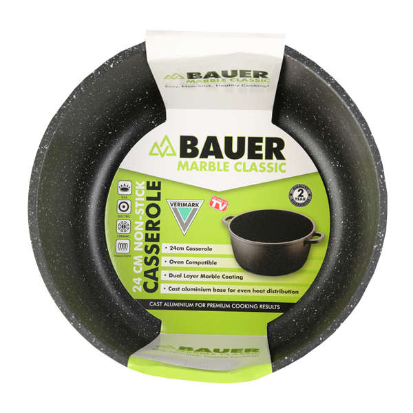 Bauer Marble Classic 24cm Casserole | Non-Stick Die-Cast Pot
