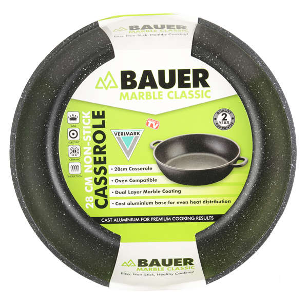 Bauer Marble Classic 28cm Casserole | Non-Stick Die-Cast Pot