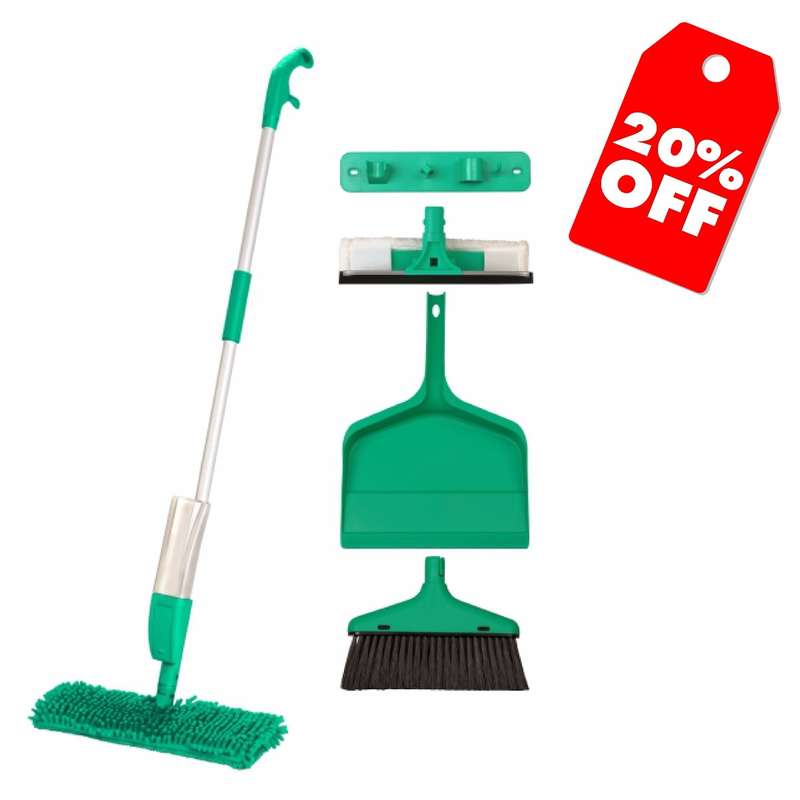 DEMO | Floorwiz Total Clean Kit | Microfibre Mop | Broom | Dustpan | Window Cleaner