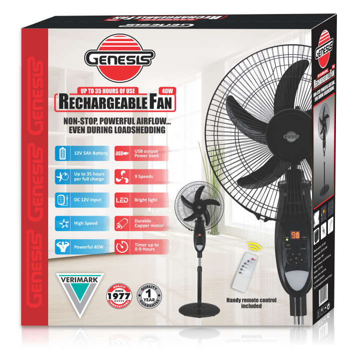 Genesis Rechargeable Fan | Loadshedding Solution