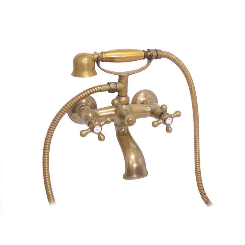 Antique Brass wall mounted bath mixer vic handle