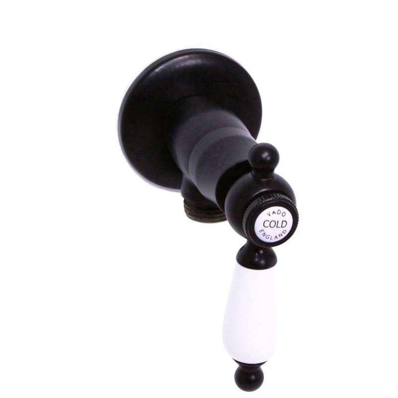VADO - Kensington - White Lever - Valve - Angle Valve - Matt Black