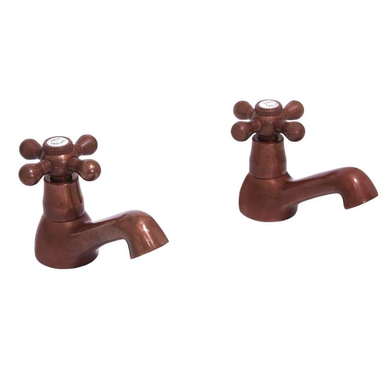 VADO - Vic-Side - Tap - Bath Pillar Taps (Pair) - Aged Copper