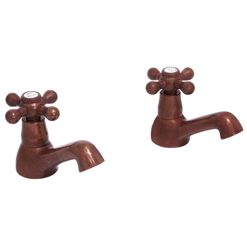 VADO - Vic-Side - Tap - Basin Pillar Taps (Pair) - Aged Copper