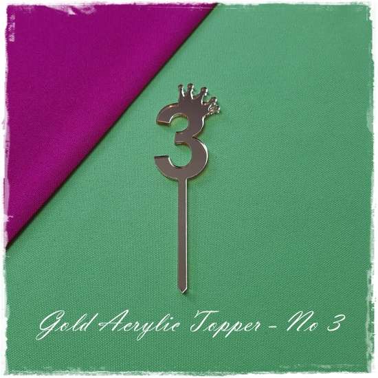 Gold Acrylic number 3 topper