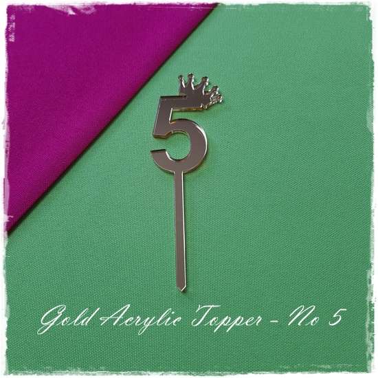 Gold number 5 Acrylic topper