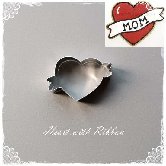 Heart with Ribbon Biscuit Cutter