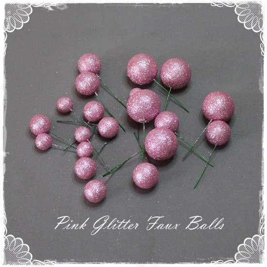 Faux Balls - Pink Glitter - 20