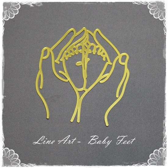 Baby Feet in Hands - Line Art