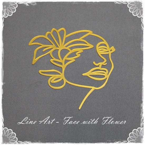Face with Flower - Line Art