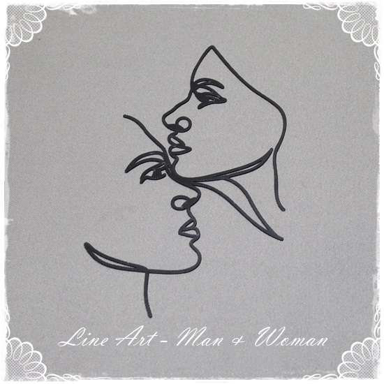 Man & Woman's Face - Line Art