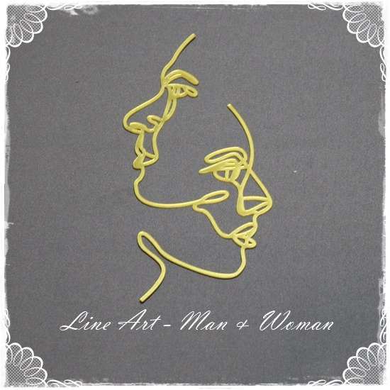 Man & Woman's Face - Line Art