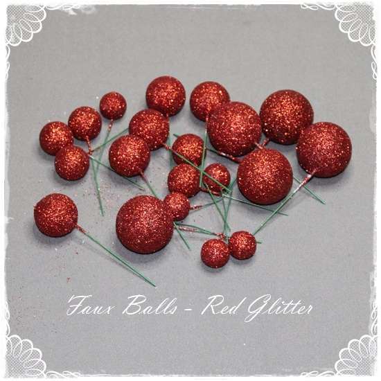 Faux Balls - Red Glitter