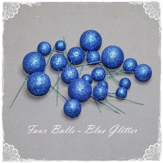 Faux Glitter Balls - Blue