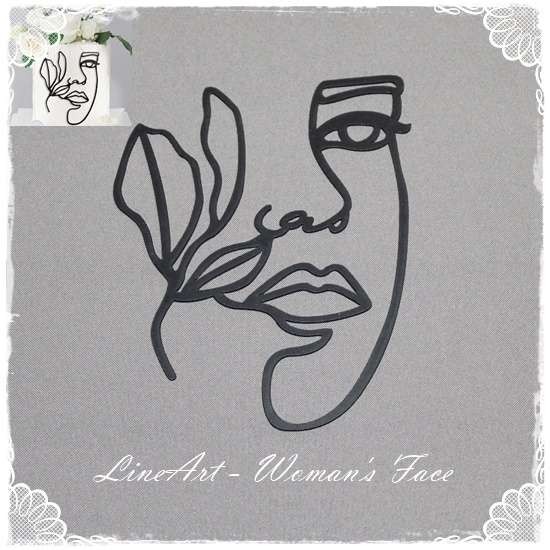 Face with Leaves - Line Art