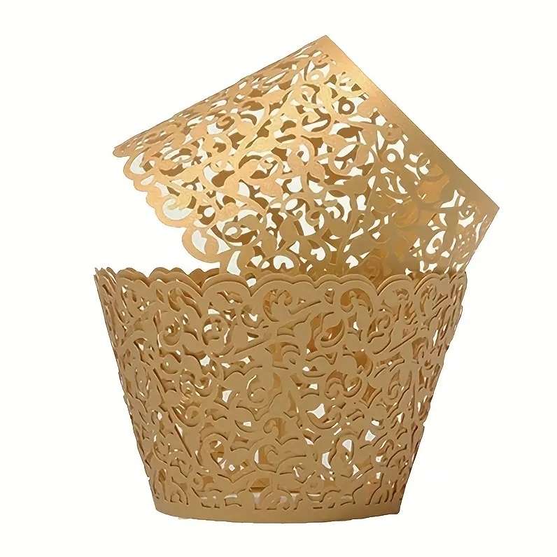Lace Cupcake Wrappers - Gold Matt