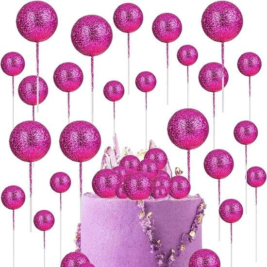 Faux Balls - Dark Pink - Glitter