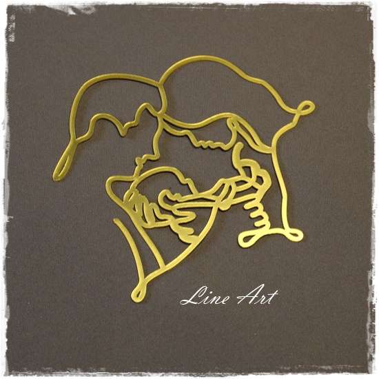 Couple with Baby - Line Art