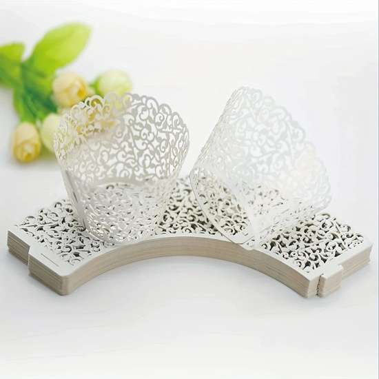 Lace Cupcake Wrappers - Pearly Off White