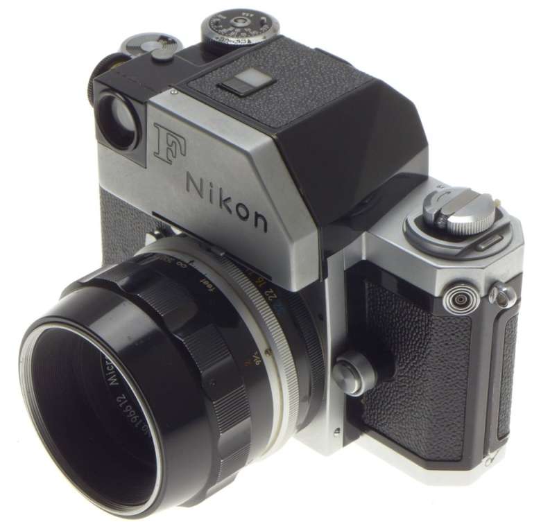 Kogaku nikon f silver 35mm slr camera body micro-nikkor 1:3.5 f=55mm macro lens
