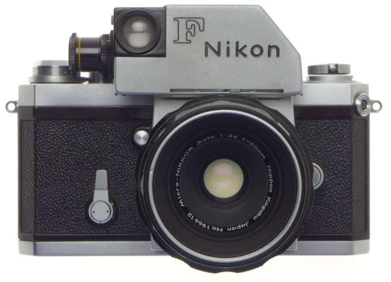 Kogaku nikon f silver 35mm slr camera body micro-nikkor 1:3.5 f=55mm macro lens