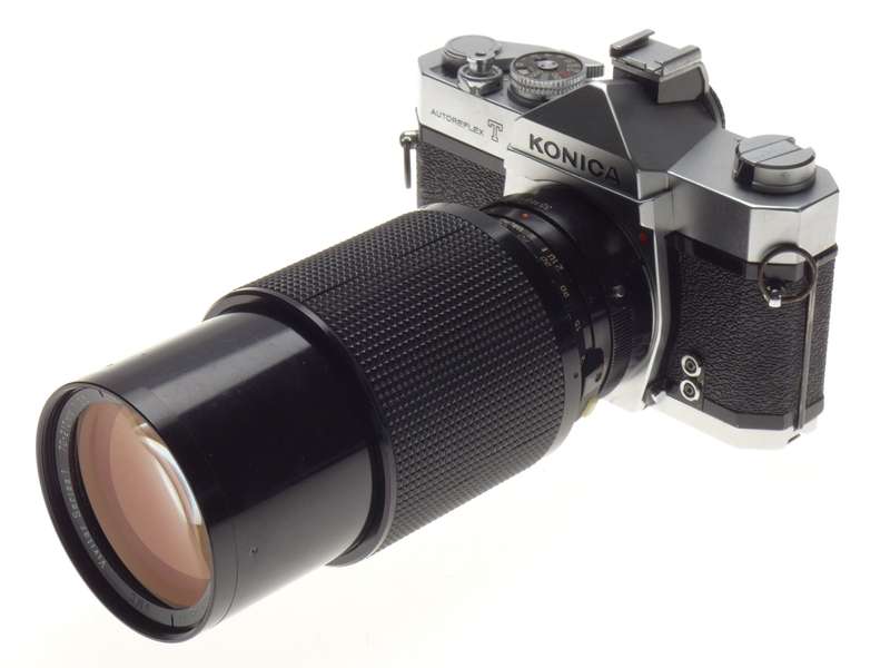 KONICA Autoreflex T Vintage SLR film camera Chrome Zoom lens