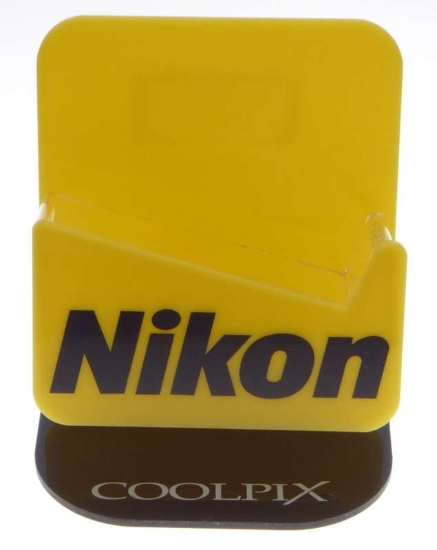 Nikon Coolpix original camera shop yellow display stand