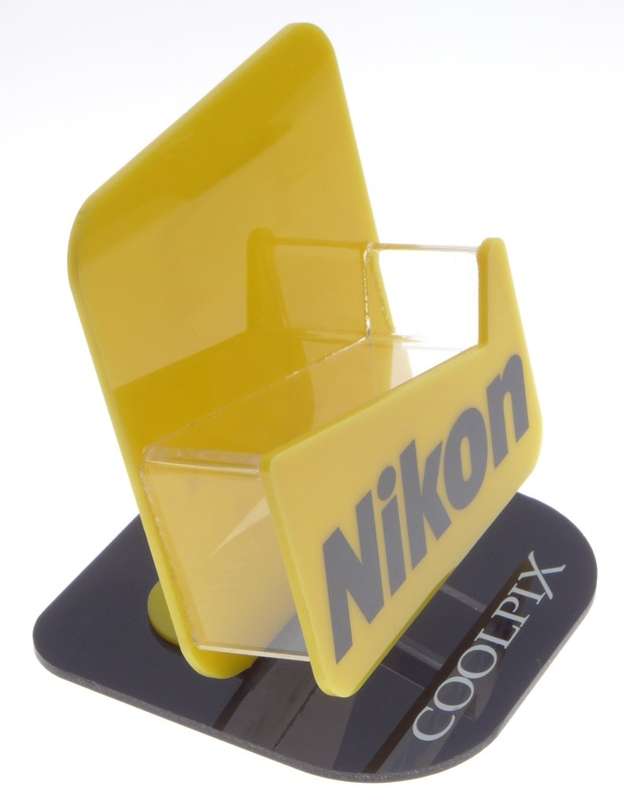 Nikon Coolpix original camera shop yellow display stand