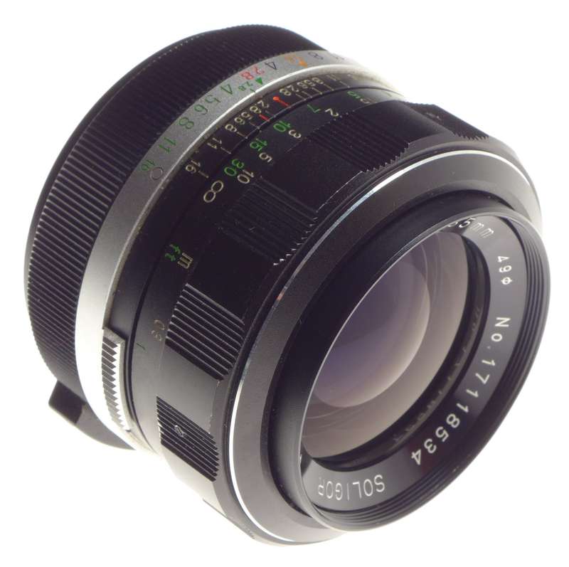 Soligor Wide-Auto 1:2.8 f=35mm 49mm filter lens hood caps case SLR