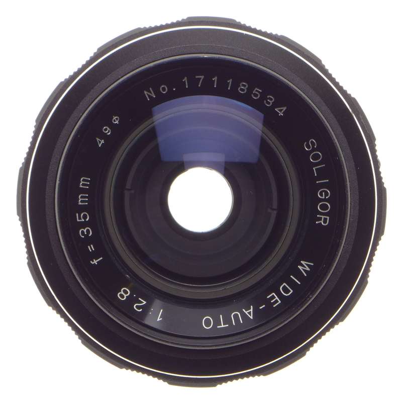 Soligor Wide-Auto 1:2.8 f=35mm 49mm filter lens hood caps case SLR