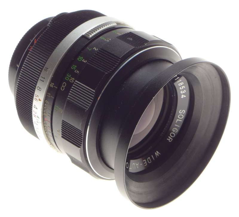 Soligor Wide-Auto 1:2.8 f=35mm 49mm filter lens hood caps case SLR