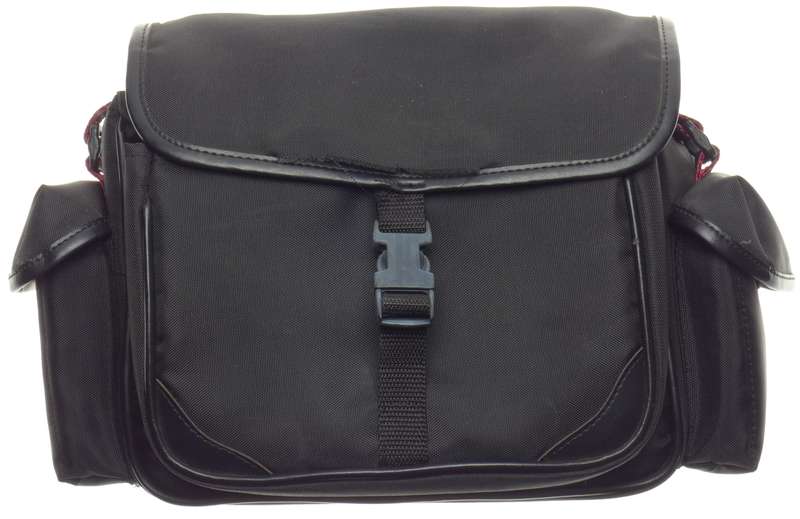 Well used Black Nylon camera bag with strap
