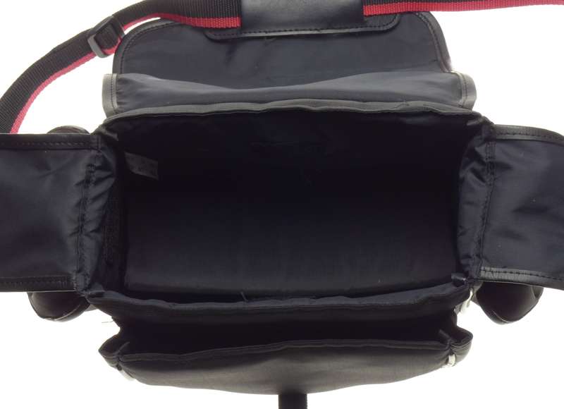 Well used Black Nylon camera bag with strap