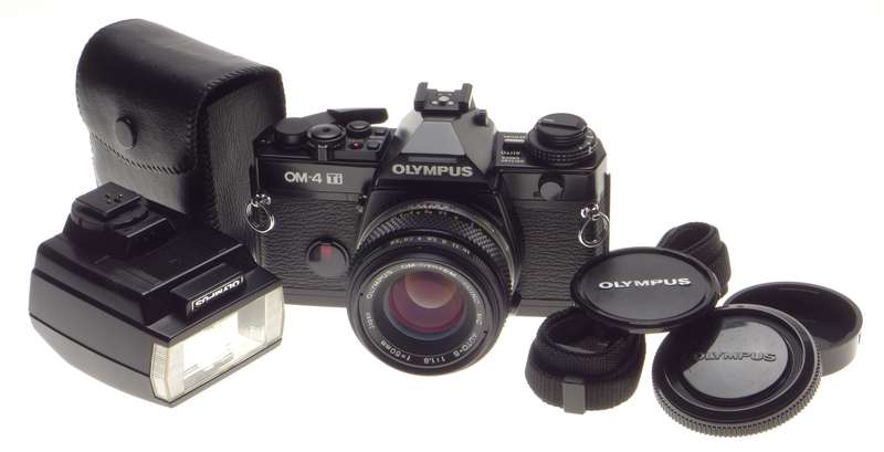 Olympus OM-4 Ti Black SLR 35mm Titanium film camera 1.8/50mm Zuiko kit