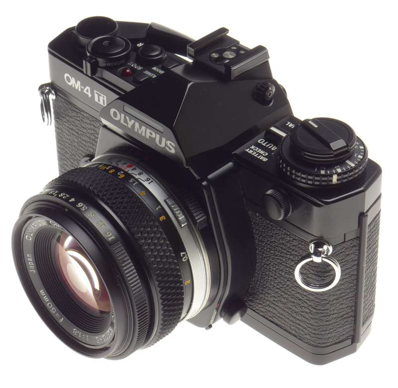 Olympus OM-4 Ti Black SLR 35mm Titanium film camera 1.8/50mm Zuiko kit