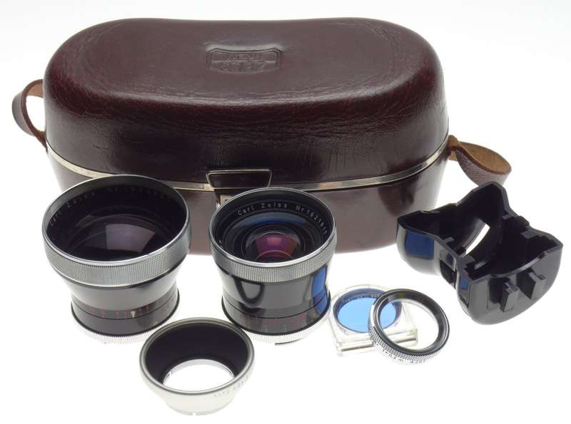ZEISS Ikon Pro-Tessar 1:4 f=115mm 1:4 f=35mm SLR conaflex camera lens set in original case