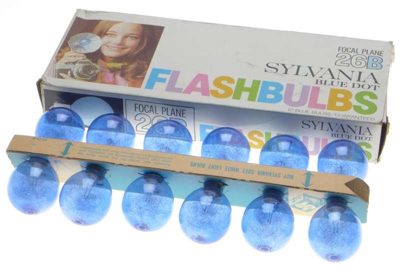 SYLVANA Blue dot flash bulbs focal plane 26B New old stock unused vintqage classic film camera bulbs