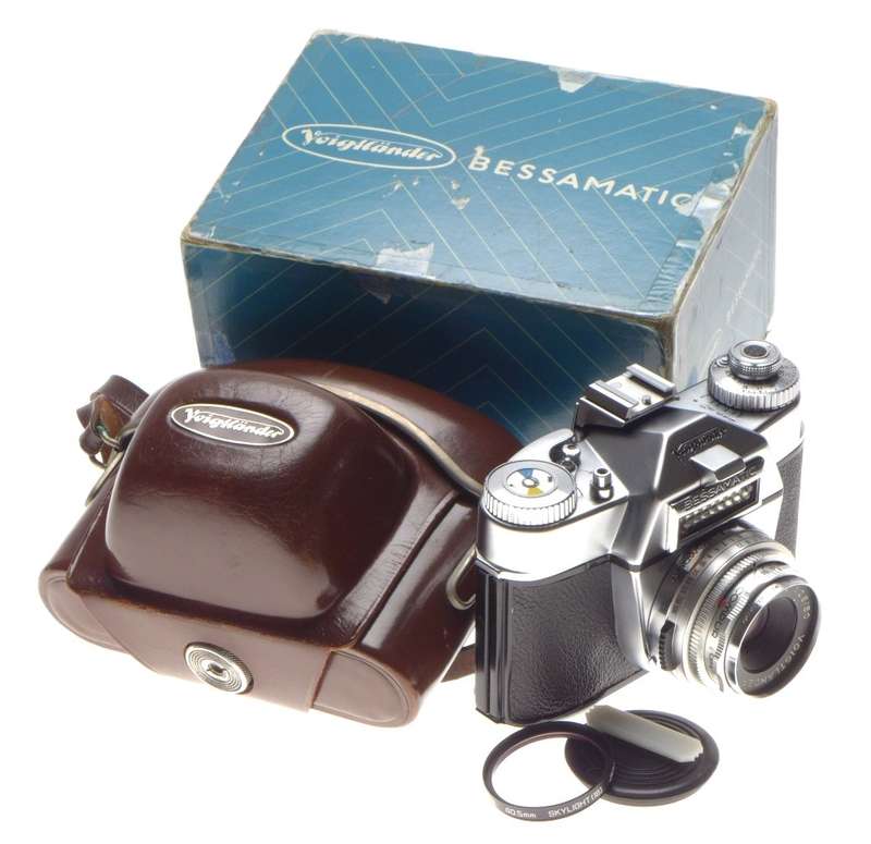 Voigtlander Bessamatic 35mm Vintage SLR film camera Color-Skopar X 2.8/50mm case box mint