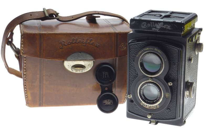 Rolleiflex Vintage classic Twin Lens Reflex TLR Zeiss Tessar 3.8 f=7,5cm leather case