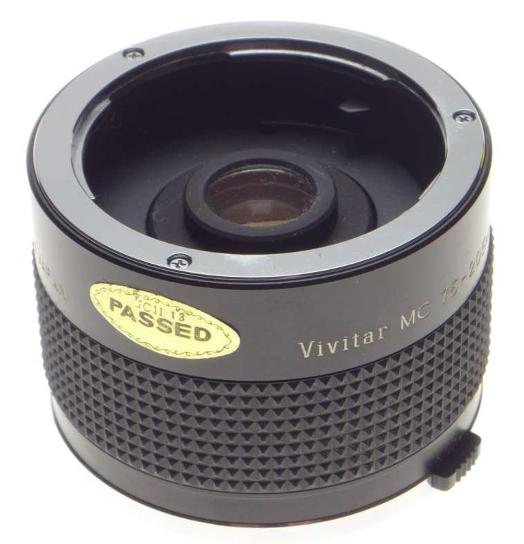 Olympus OM Vivitar MC 75-205mm 2x matched Multiplier lens adapter mount cased