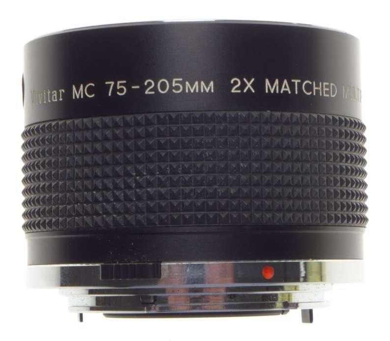 Olympus OM Vivitar MC 75-205mm 2x matched Multiplier lens adapter mount cased