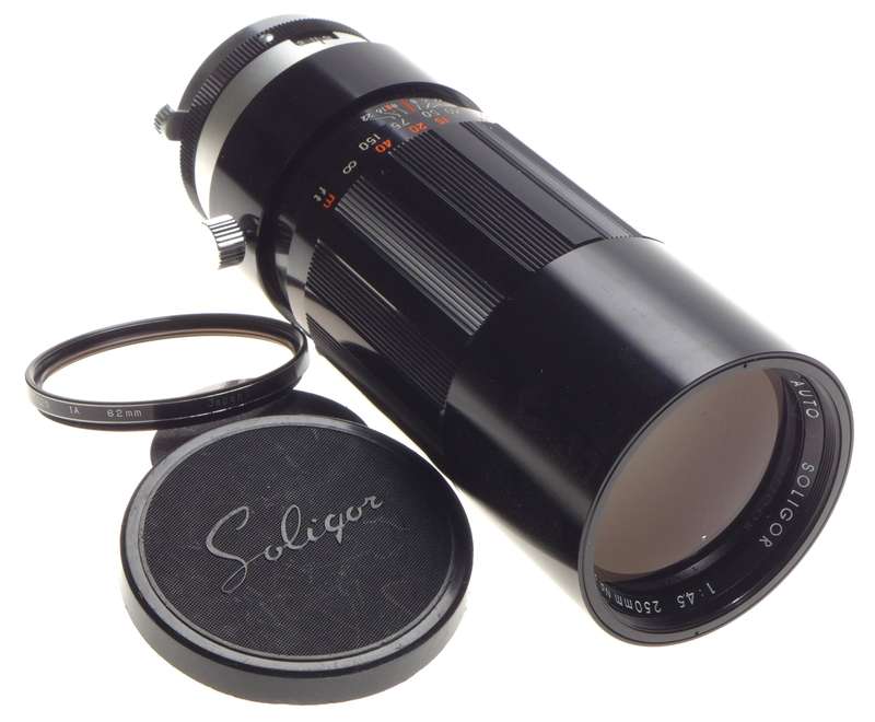 Soligor 1:4.5 f=250mm Auto Prime SLR camera lens caps filter