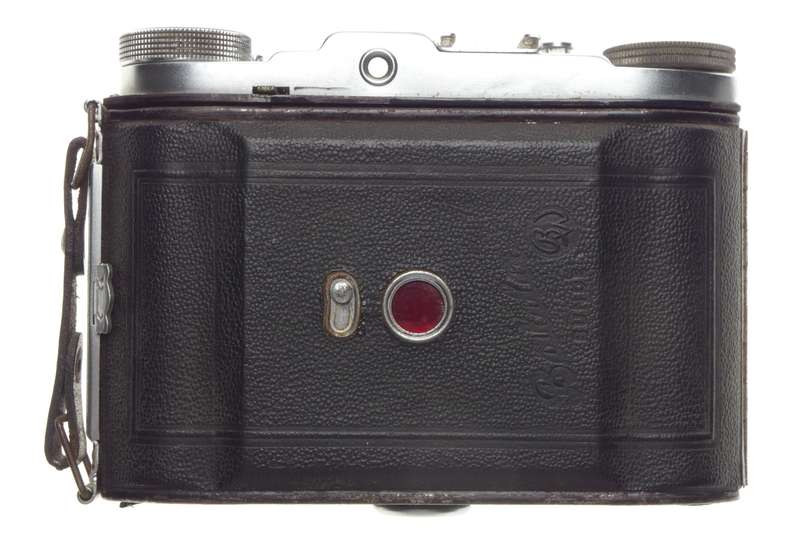Balda folding vintage film camera Baltar 2.9/80mm leather case